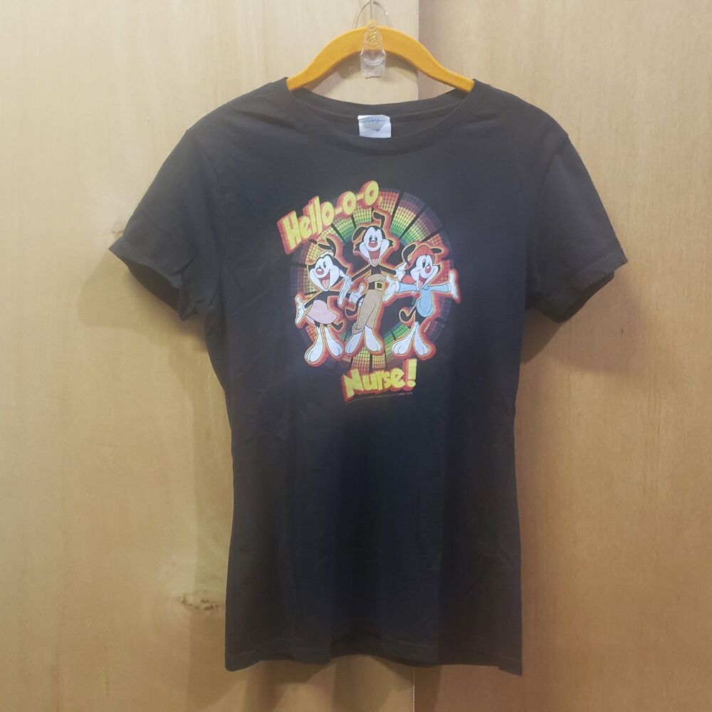 Hot Topic Black T shirt Animaniacs characters w "Hello-o-o Nurse!" graphic XS